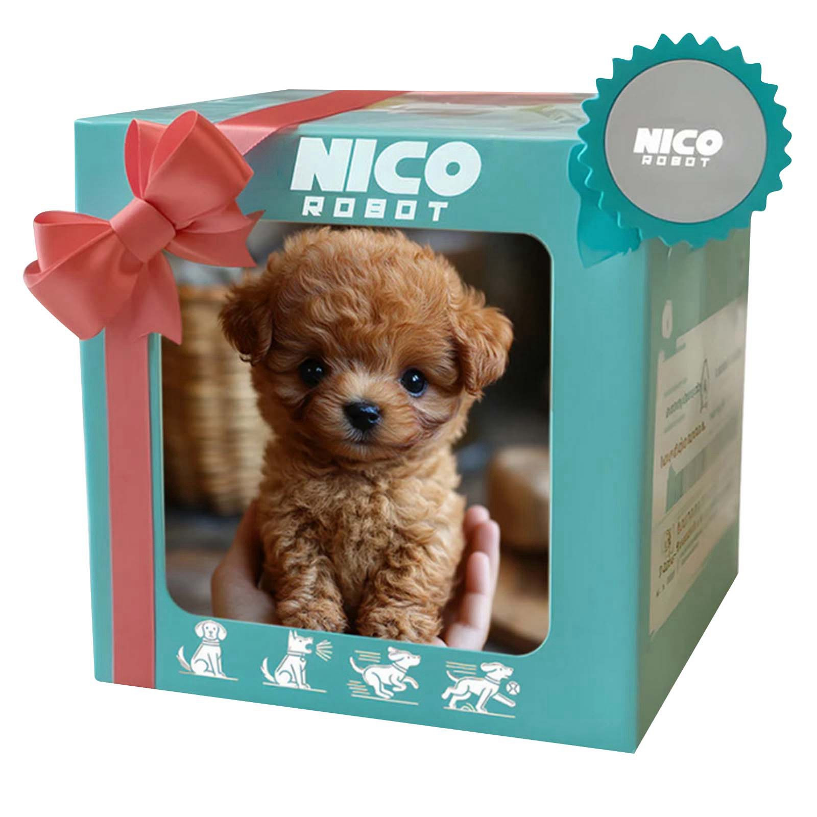 Nicoo - My Realistic Robot Puppy Plush Teddy Toy Puppy Electronic Interactive Dog - Walking, Barking, Tail Wagging, Stretching Companion Animal for Kids